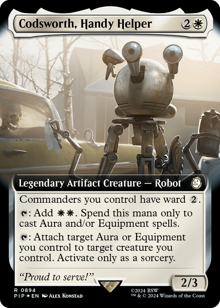 Codsworth, Handy Helper (Extended Art) (Surge Foil) [Fallout] Magic: The Gathering