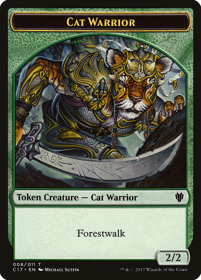 Cat Warrior (008) // Rat (003) Double-Sided Token [Commander 2017 Tokens] Magic: The Gathering