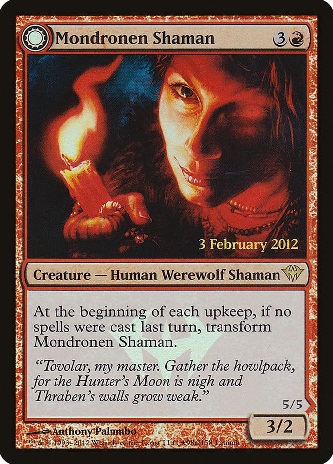 Mondronen Shaman // Tovolar's Magehunter (Launch) [Dark Ascension Promos] Magic: The Gathering