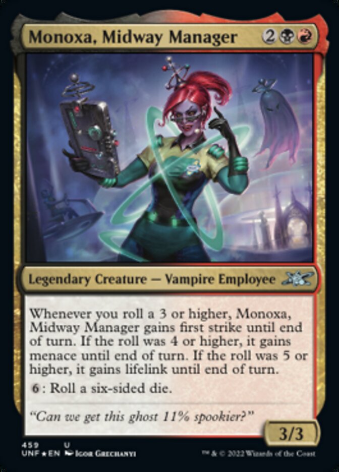 Monoxa, Midway Manager (Galaxy Foil) [Unfinity] Magic: The Gathering