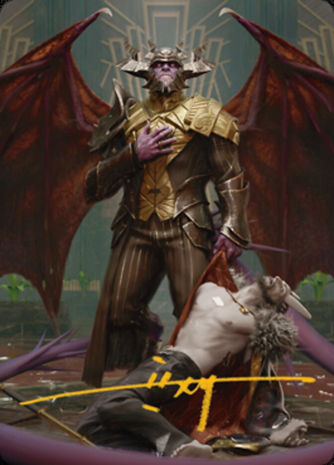 Ob Nixilis, the Adversary 1 Art Card (Gold-Stamped Signature) [Streets of New Capenna Art Series] Magic: The Gathering