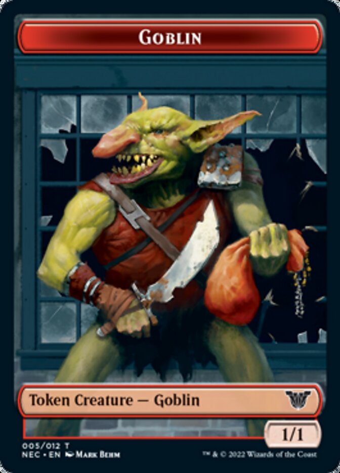Smoke Blessing // Goblin Double-Sided Token [Kamigawa: Neon Dynasty Commander Tokens] Magic: The Gathering