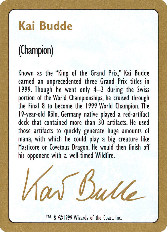 Kai Budde Bio [World Championship Decks 1999] Magic: The Gathering