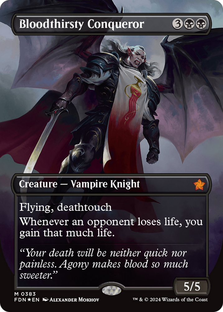 Bloodthirsty Conqueror (Borderless) (Mana Foil) [Foundations] Magic: The Gathering