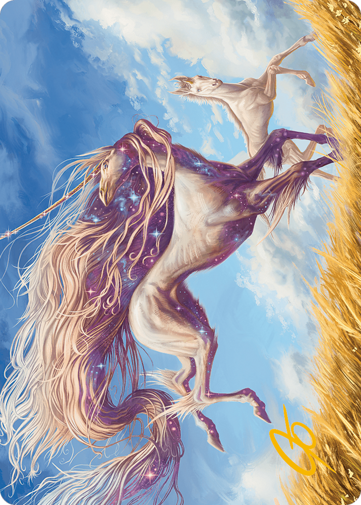 Nyxborn Unicorn Art Card (Gold-Stamped Signature) [Modern Horizons 3 Art Series] Magic: The Gathering