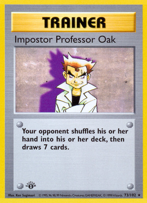 Impostor Professor Oak (73/102) (Shadowless) [Base Set 1st Edition] Pokémon