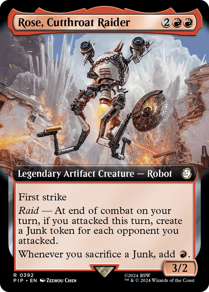 Rose, Cutthroat Raider (Extended Art) [Fallout] Magic: The Gathering