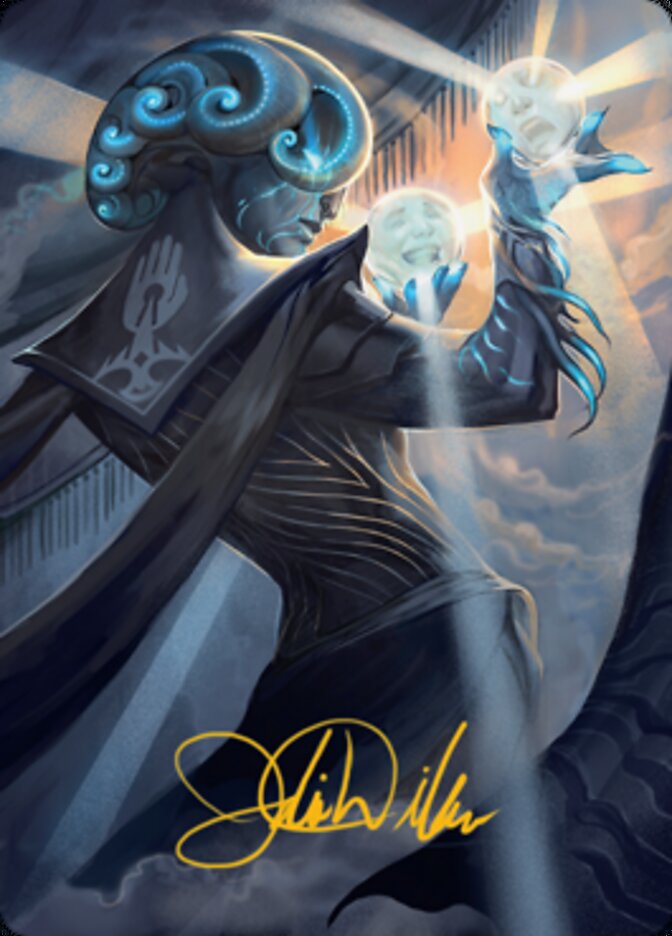 Queza, Augur of Agonies Art Card (Gold-Stamped Signature) [Streets of New Capenna Art Series] Magic: The Gathering