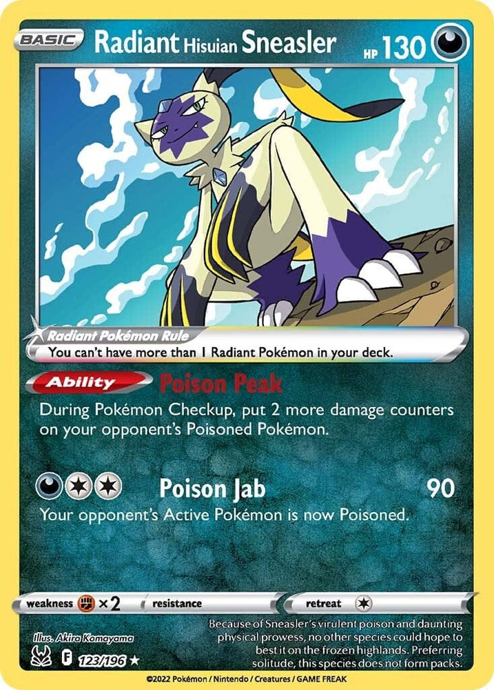 Radiant Hisuian Sneasler (123/196) [Sword & Shield: Lost Origin] - Pokemon Cards For Your TCG Needs!