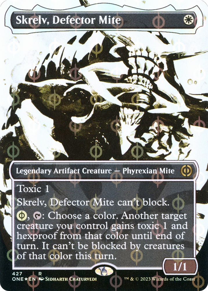 Skrelv, Defector Mite (Borderless Ichor Step-and-Compleat Foil) [Phyrexia: All Will Be One] Magic: The Gathering