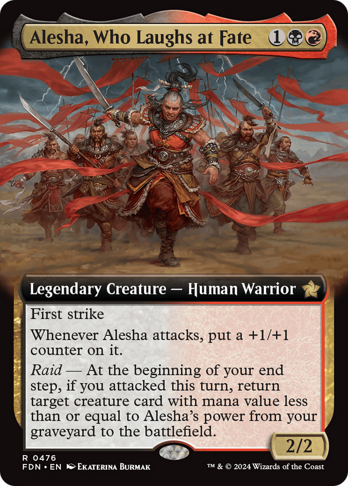 Alesha, Who Laughs at Fate (Extended Art) [Foundations] Magic: The Gathering