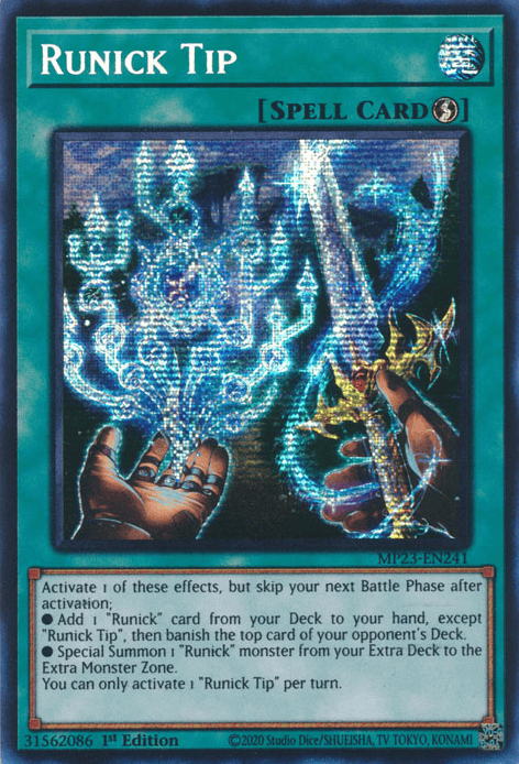 Runick Tip [MP23-EN241] Prismatic Secret Rare - Yugioh Cards For Your TCG Needs!