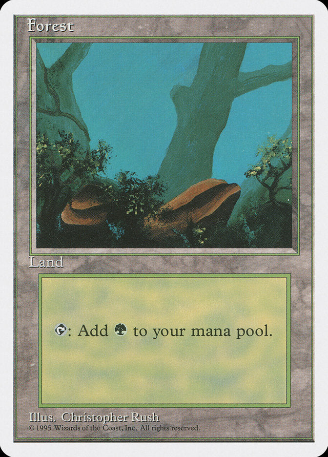 Forest (Two Stones) [Fourth Edition] Magic: The Gathering
