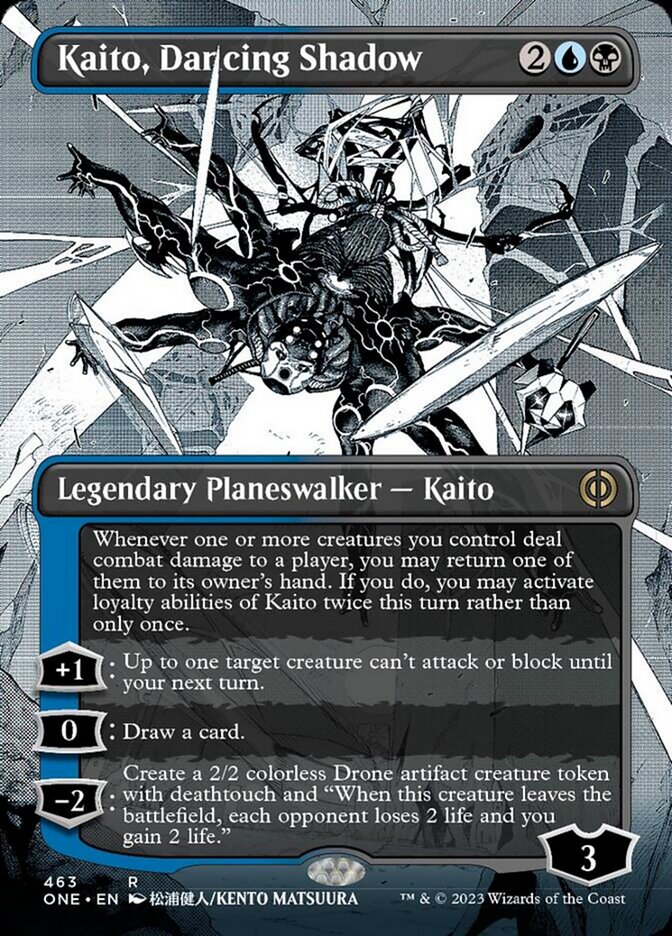 Kaito, Dancing Shadow (Borderless Manga Step-and-Compleat Foil) [Phyrexia: All Will Be One] Magic: The Gathering