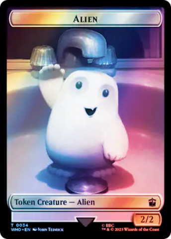 Alien // Cyberman Double-Sided Token (Surge Foil) [Doctor Who Tokens] Magic: The Gathering
