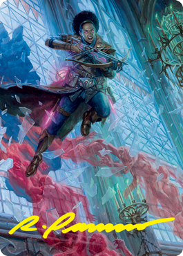 Kaya, Geist Hunter Art Card (Gold-Stamped Signature) [Innistrad: Crimson Vow Art Series] Magic: The Gathering
