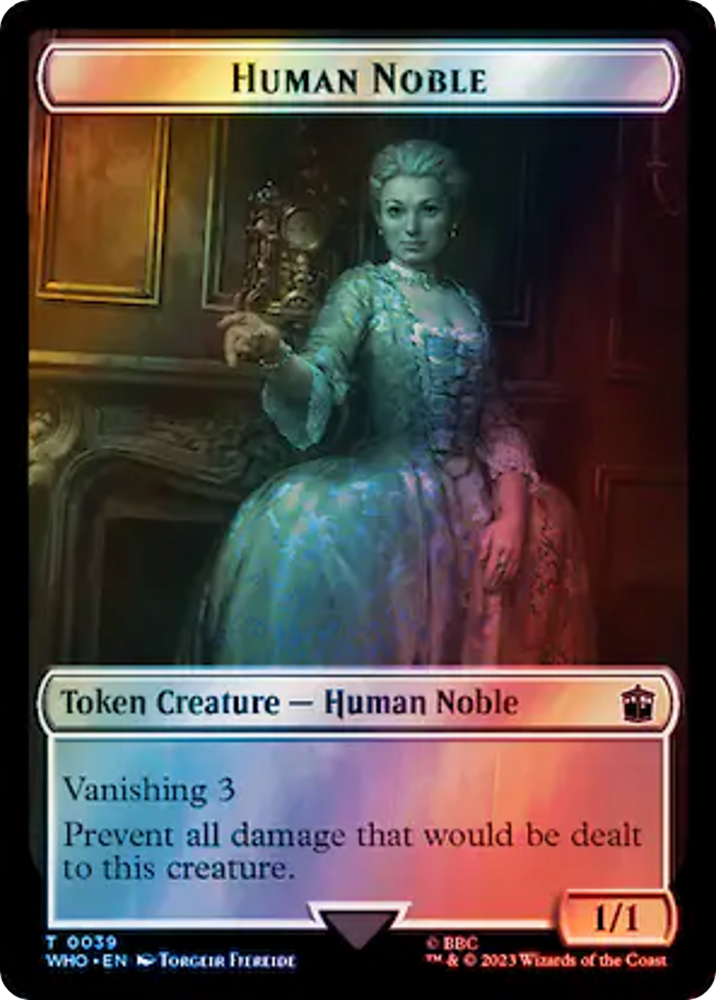 Human Noble // Treasure (0063) Double-Sided Token (Surge Foil) [Doctor Who Tokens] Magic: The Gathering
