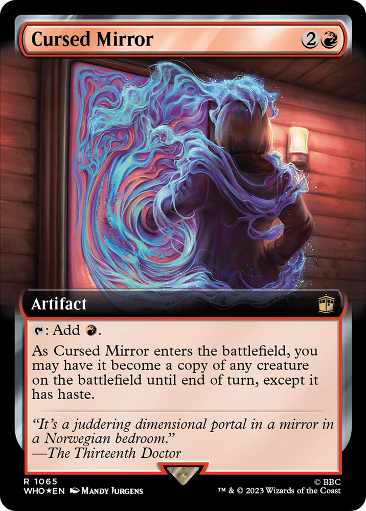 Cursed Mirror (Extended Art) (Surge Foil) [Doctor Who] Magic: The Gathering