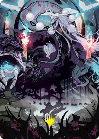 Echo of Death's Wail Art Card (Gold-Stamped Signature) [Kamigawa: Neon Dynasty Art Series] Magic: The Gathering