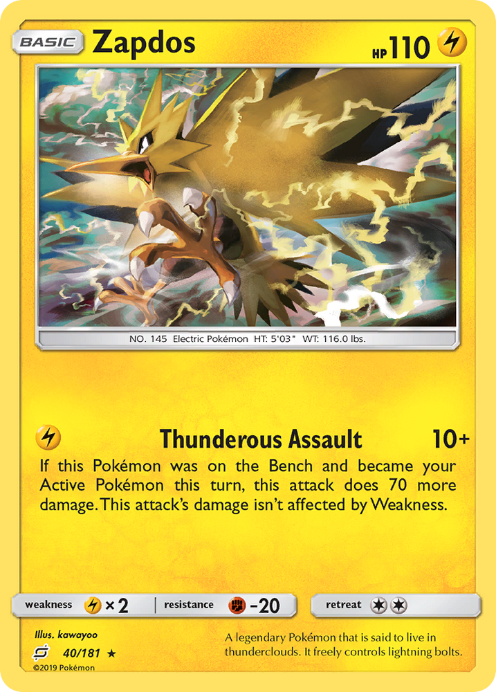 Zapdos (40/181) [Sun & Moon: Team Up] Pokémon