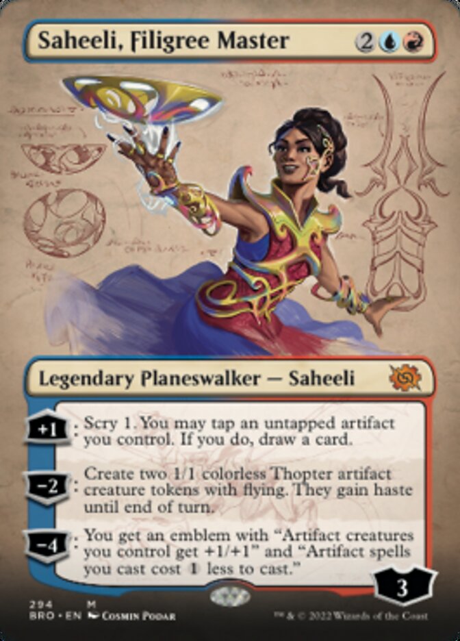 Saheeli, Filigree Master (Borderless Alternate Art) [The Brothers' War] Magic: The Gathering