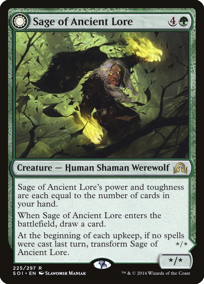 Sage of Ancient Lore // Werewolf of Ancient Hunger [Shadows over Innistrad] Magic: The Gathering