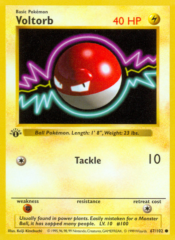 Voltorb (67/102) (Shadowless) [Base Set 1st Edition] Pokémon
