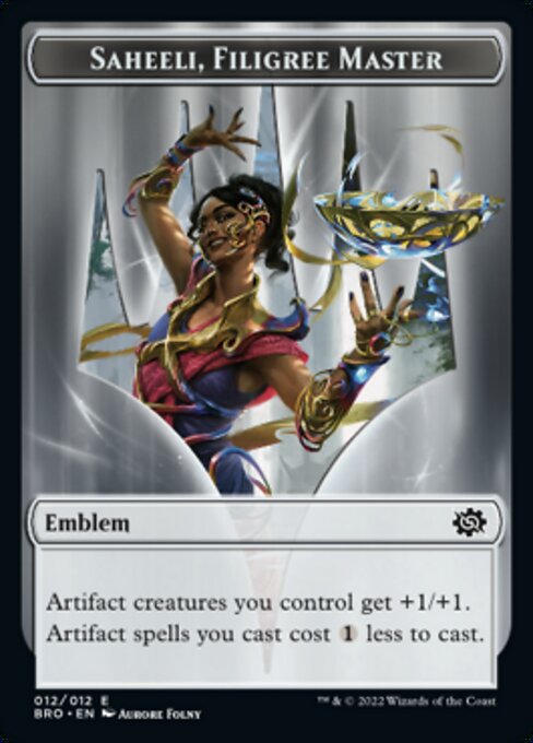 Powerstone // Saheeli, Filigree Master Emblem Double-Sided Token [The Brothers' War Tokens] Magic: The Gathering