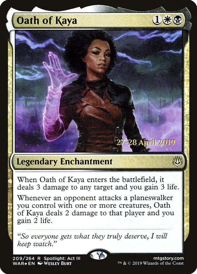 Oath of Kaya [War of the Spark Prerelease Promos] Magic: The Gathering