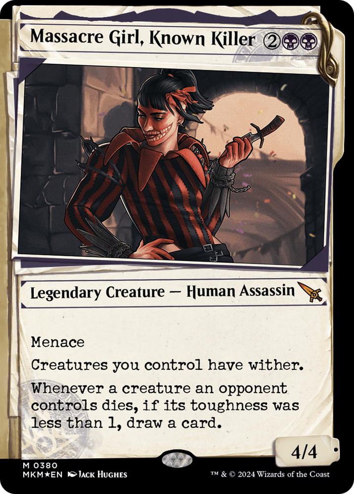 Massacre Girl, Known Killer (Showcase) (Invisible Ink) [Murders at Karlov Manor] Magic: The Gathering