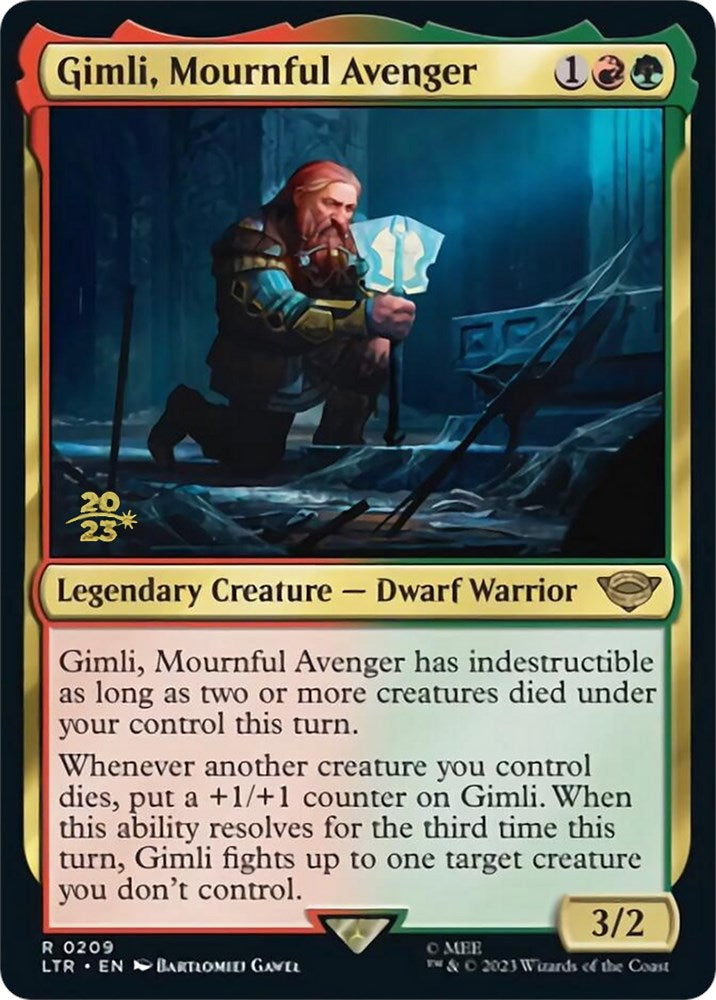 Gimli, Mournful Avenger [The Lord of the Rings: Tales of Middle-Earth Prerelease Promos] Magic: The Gathering