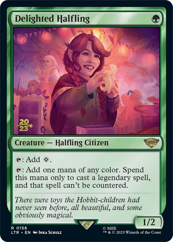 Delighted Halfling [The Lord of the Rings: Tales of Middle-Earth Prerelease Promos] Magic: The Gathering