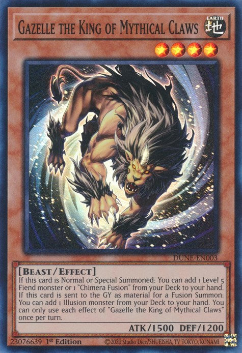Gazelle the King of Mythical Claws [DUNE-EN003] Super Rare - Yugioh Cards For Your TCG Needs!