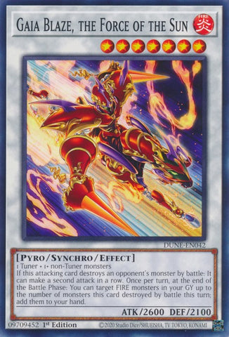 Gaia Blaze, the Force of the Sun [DUNE-EN042] Common - Yugioh Cards For Your TCG Needs!