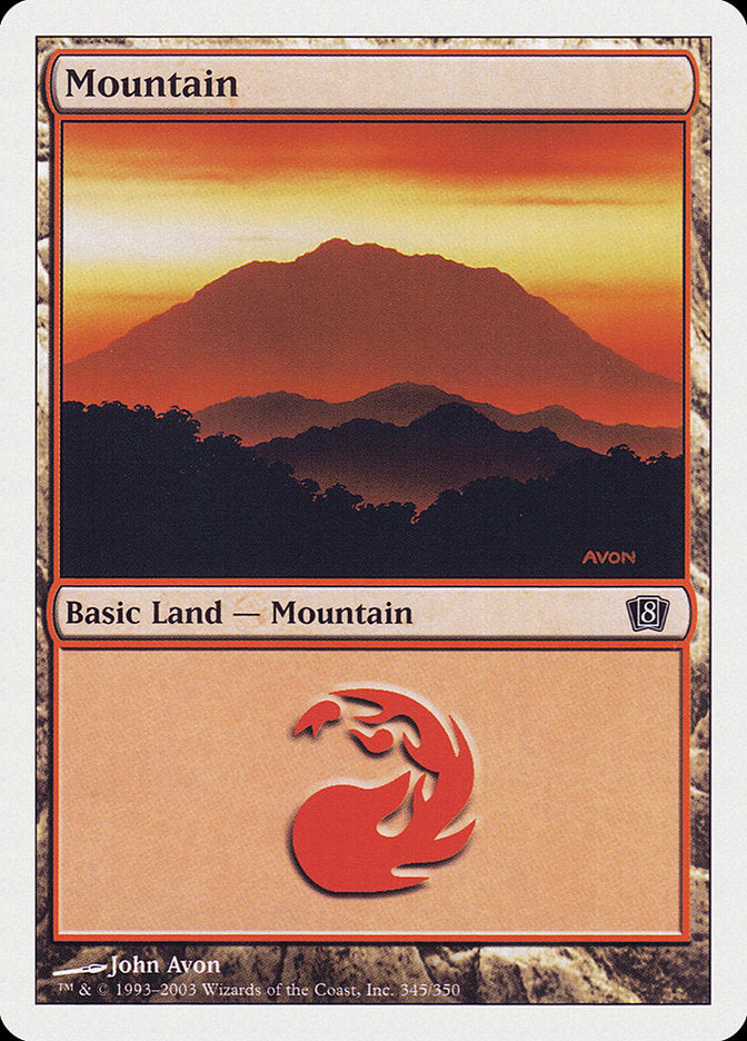 Mountain (345) [Eighth Edition] Magic: The Gathering