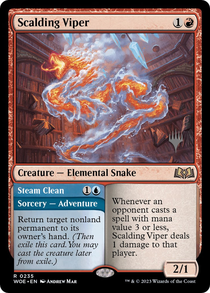 Scalding Viper // Steam Clean (Promo Pack) [Wilds of Eldraine Promos] Magic: The Gathering
