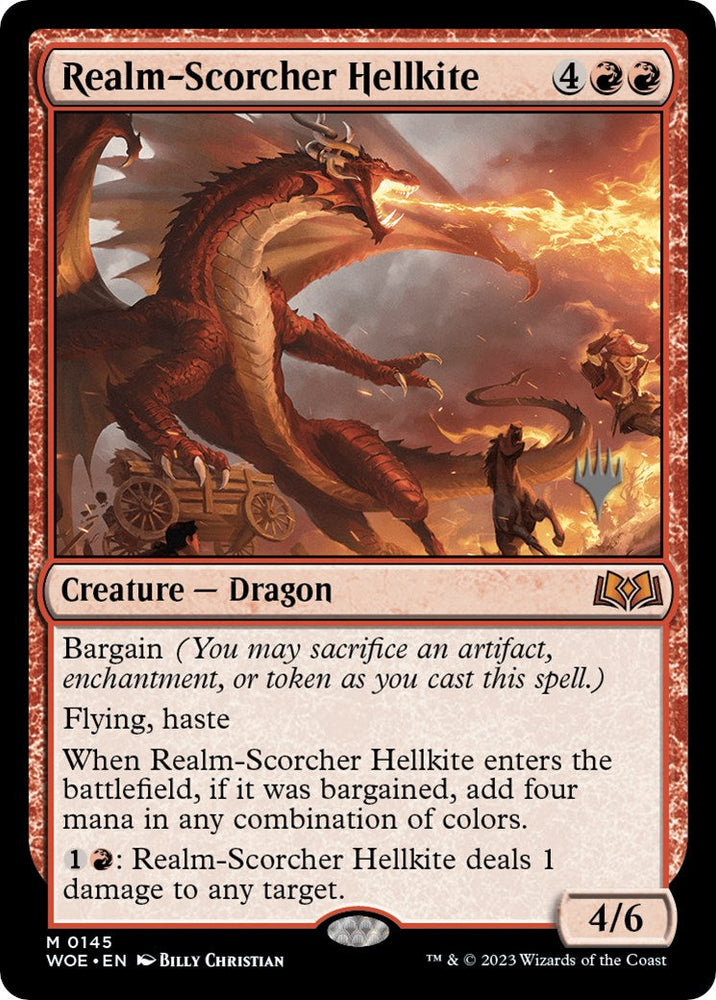 Realm-Scorcher Hellkite (Promo Pack) [Wilds of Eldraine Promos] Magic: The Gathering