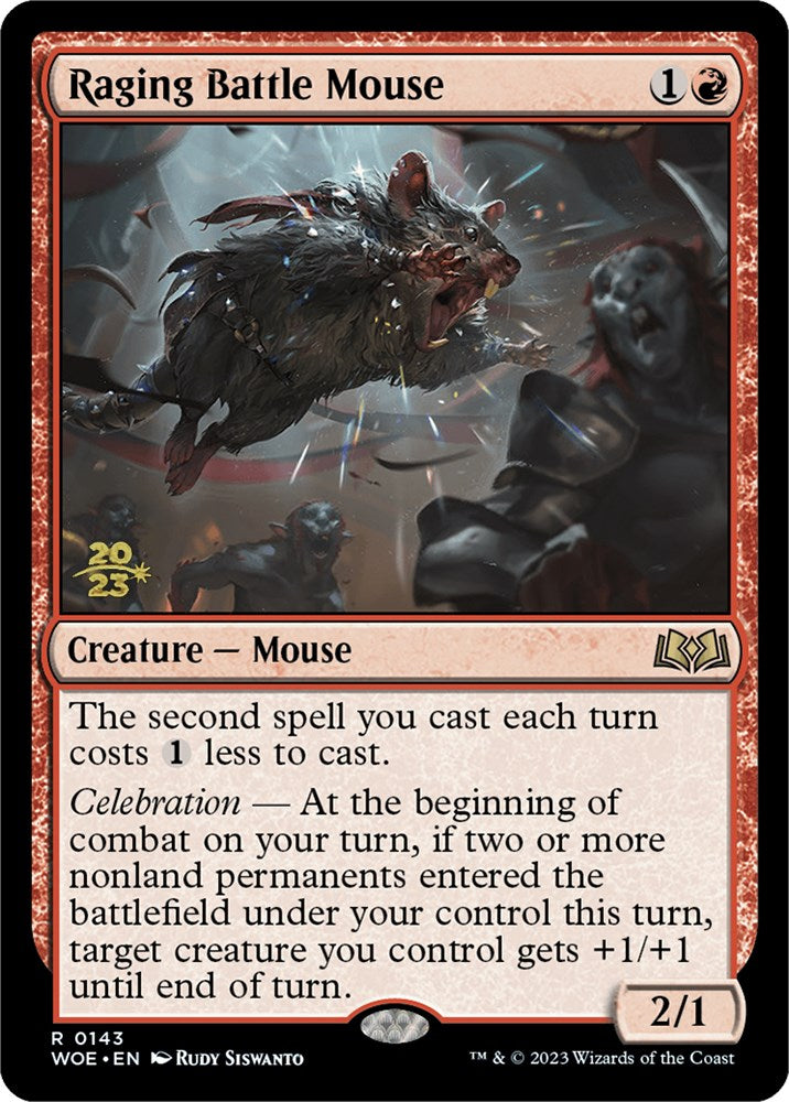 Raging Battle Mouse [Wilds of Eldraine Prerelease Promos] Magic: The Gathering