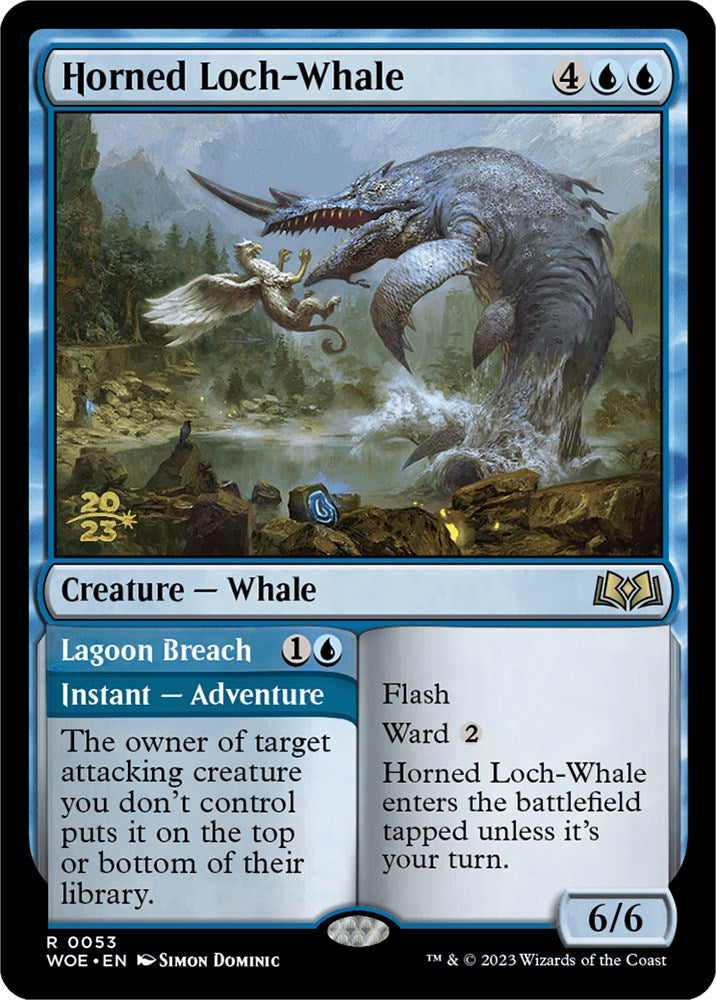 Horned Loch-Whale // Lagoon Breach [Wilds of Eldraine Prerelease Promos] Magic: The Gathering