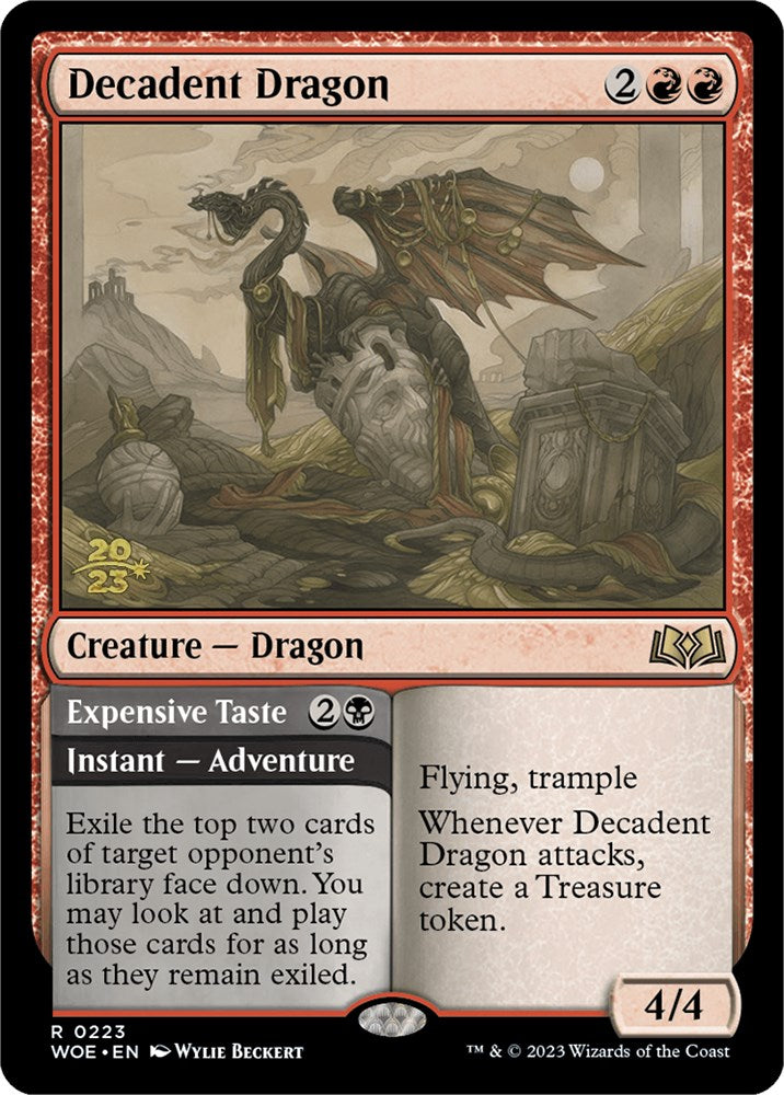 Decadent Dragon // Expensive Taste [Wilds of Eldraine Prerelease Promos] Magic: The Gathering