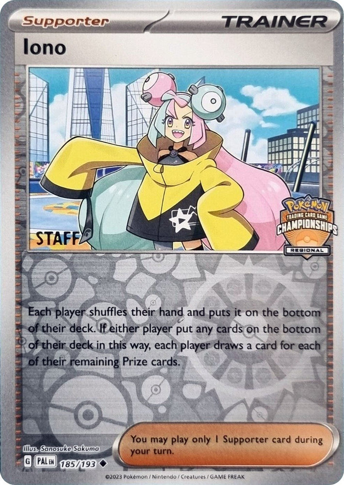 Iono (185/193) (Regional Championships Promo Staff) [League & Championship Cards] Pokémon