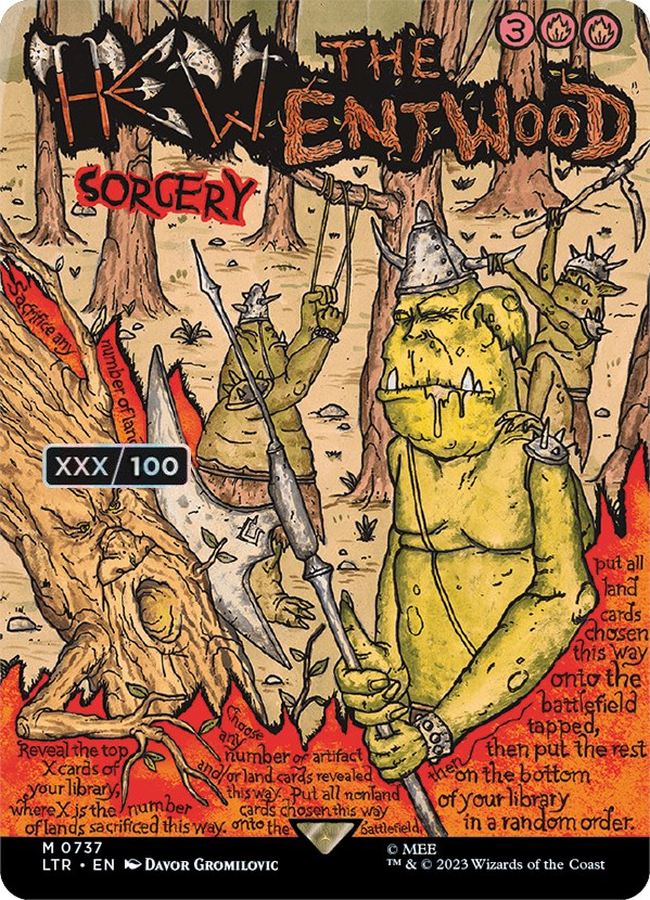 Hew the Entwood (Borderless Poster) (Serialized) [The Lord of the Rings: Tales of Middle-Earth] Magic: The Gathering