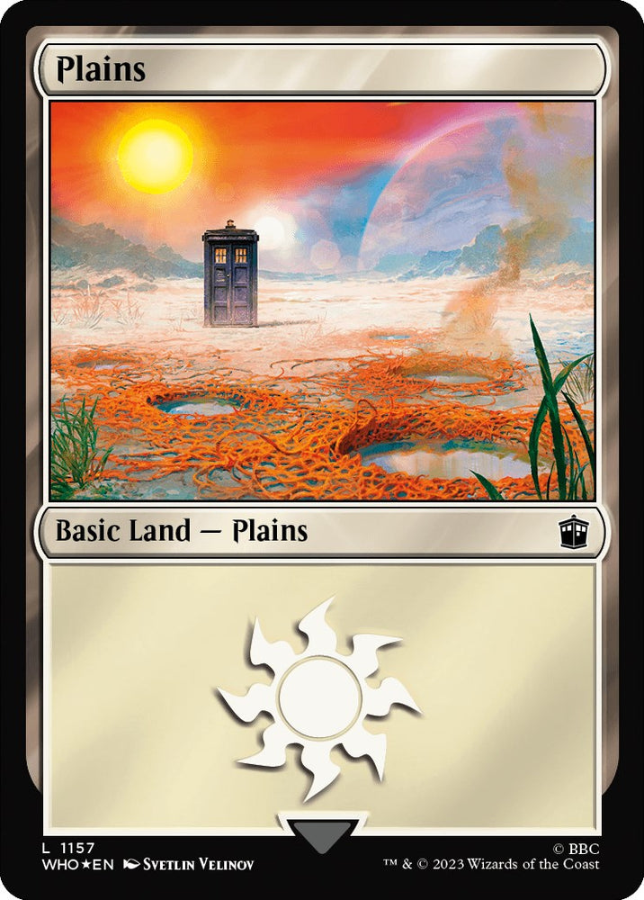 Plains (1157) (Surge Foil) [Doctor Who] Magic: The Gathering