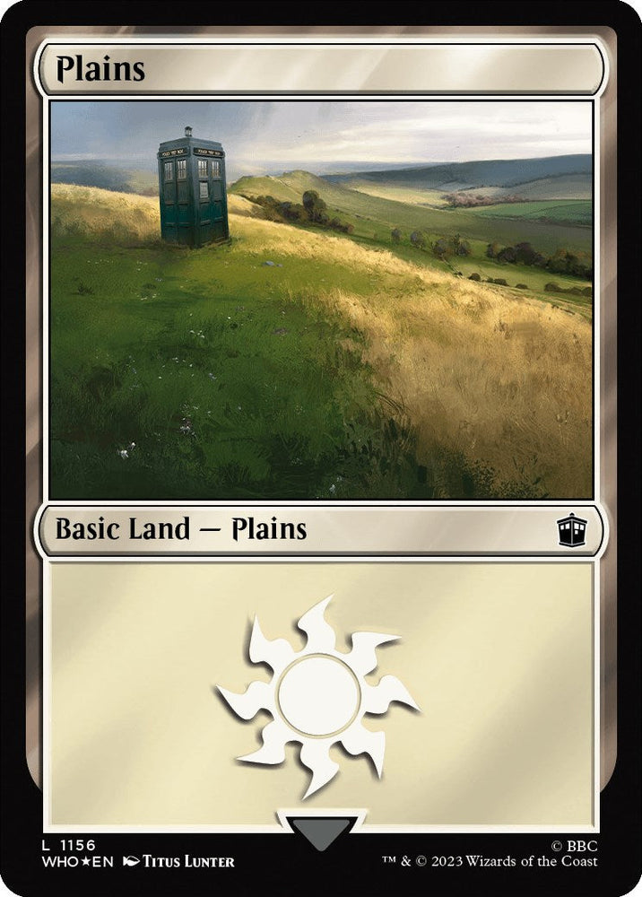 Plains (1156) (Surge Foil) [Doctor Who] Magic: The Gathering