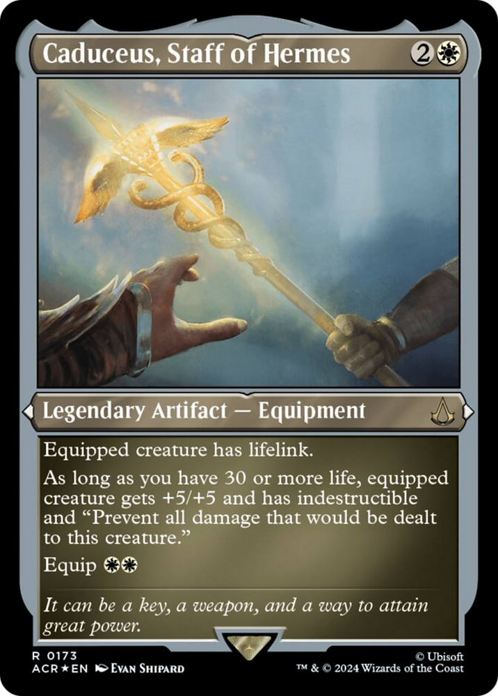 Caduceus, Staff of Hermes (Foil Etched) [Assassin's Creed] Magic: The Gathering