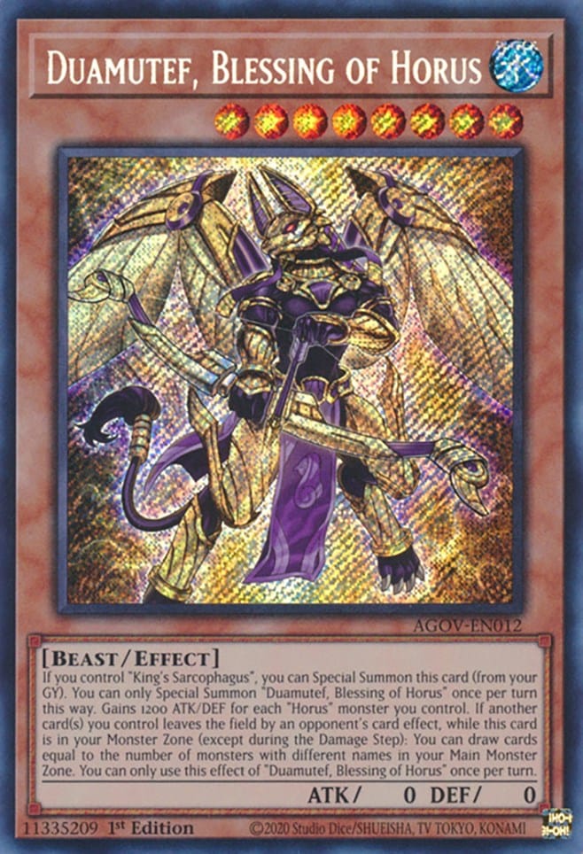 Duamutef, Blessing of Horus [AGOV-EN012] Secret Rare - Yugioh Cards For Your TCG Needs!