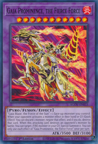 Gaia Prominence, the Fierce Force [AGOV-EN033] Common - Yugioh Cards For Your TCG Needs!
