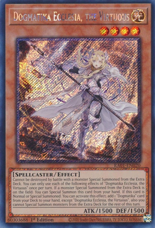 Dogmatika Ecclesia, the Virtuous [RA01-EN020] Platinum Secret Rare - Yugioh Cards For Your TCG Needs!