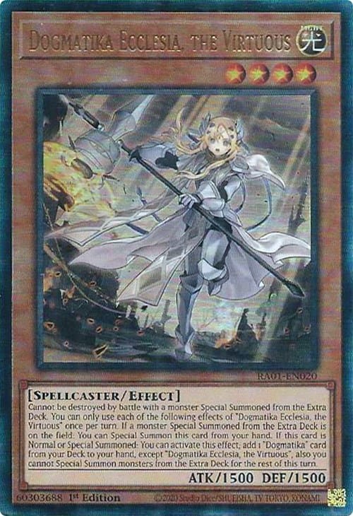 Dogmatika Ecclesia, the Virtuous [RA01-EN020] Prismatic Ultimate Rare - Yugioh Cards For Your TCG Needs!