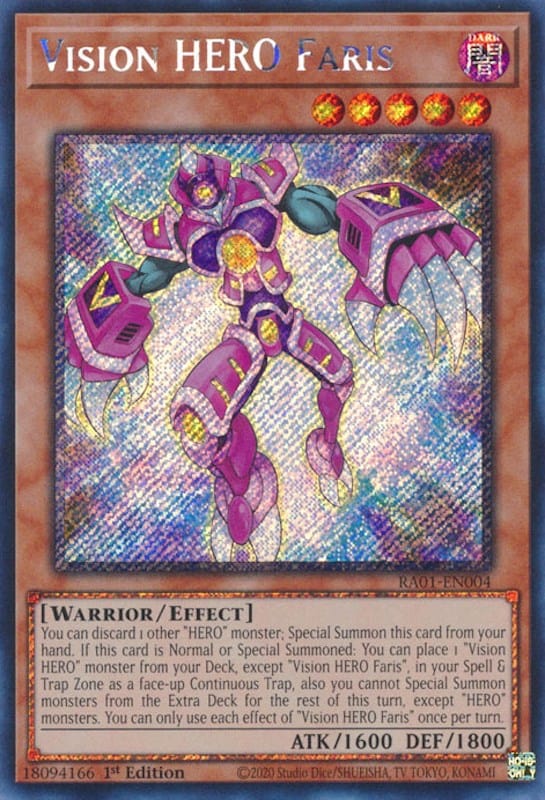 Vision HERO Faris [RA01-EN004] Platinum Secret Rare - Yugioh Cards For Your TCG Needs!